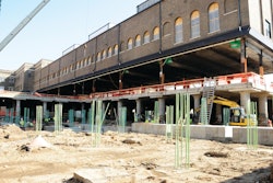 Carl Bolander & Sons drilled and simultaneously grouted four 3-in. self-drilling anchors per column as friction piles to support St Paul's Union Depot concrete rail deck.