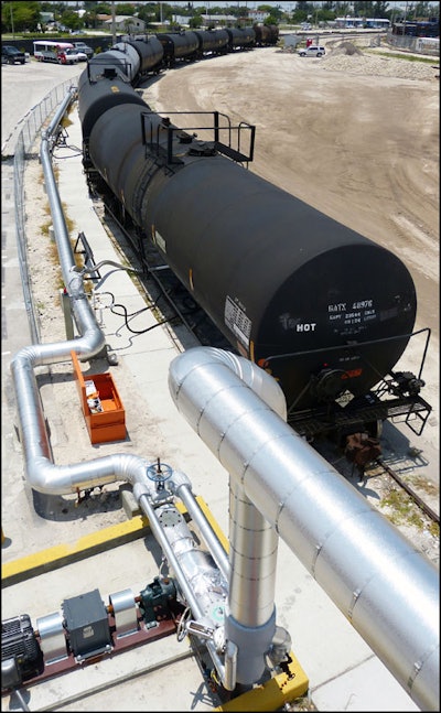 The delivery marks the completion of a six-month project to add the asphalt line along a spur of rail track on the Port of Palm Beach property that connects to the Florida East Coast Railway.