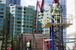 The hydraulic self-climbing configuration eliminates expensive crane time by raising the placing boom and its tower using lift cylinders and the boom's hydraulics.