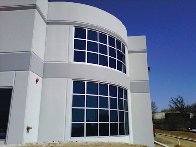 The 456,550-square-foot multi-use business park project features full height radius tilt-up panels.