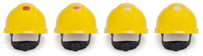 The Uvicator smart sensor changes color from red to white as the hard hat is exposed to ultraviolet (UV) light, alerting the wearer when it’s time to take the hard hat out of service.