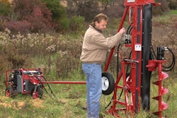 The Big Beaver Auger Drill Rig offers 2,500 pounds of lifting capacity and the ability to turn augers up to 18 inches in diameter.