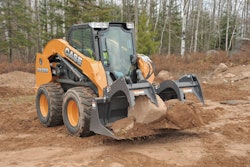 The SR250 and SV300 (shown) skid steers and TR320 and TV380 compact track loaders utilize cooled exhaust gas recirculation (CEGR) technology, including diesel particulate filter and diesel oxidizing catalyst.