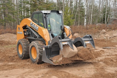 The SR250 and SV300 (shown) skid steers and TR320 and TV380 compact track loaders utilize cooled exhaust gas recirculation (CEGR) technology, including diesel particulate filter and diesel oxidizing catalyst.