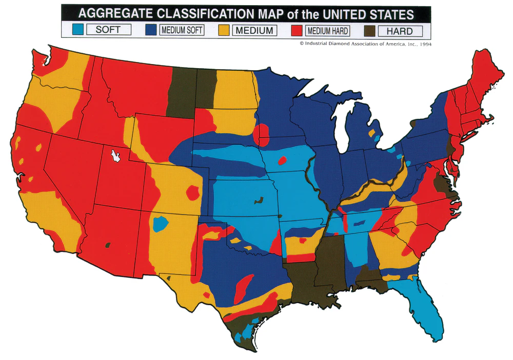 Aggregate Levels Map Aggregate Hardness Map of the United States | For Construction Pros