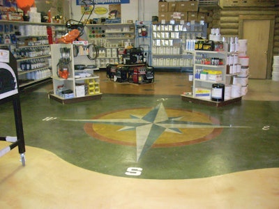 Shown here is the Rental Branch decorative showroom: “One of the best things about getting in the decorative concrete business is that it complements what most rental stores already rent,” says Mike Branch.
