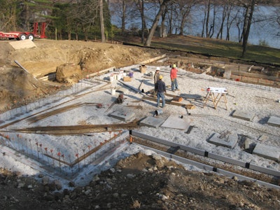 Footing work at Coello & Associate's award-winning concrete foundation.