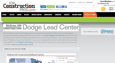 Cygnus Business Media's partnership with McGraw-Hill Construction will offer the McGraw-Hill Construction Dodge Lead Center on the ForConstructionPros.com web portal.