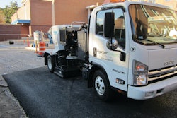 Algonquin Sweeping & Striping of Walpole,MA, completed construction site sweeping of porous pavement at Wellesley High School. Operators ran the Tymco 210 unit at a fairly low RPM increasing it to about 2200 RPM with each pass.