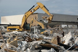All the concrete from the mall demolition was crushed on site and is being used in the new construction.