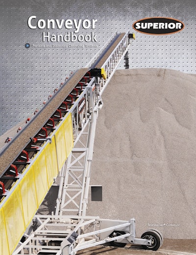 The new Superior Industries' 48-page product handbook details features and benefits of its telescoping radial stackers, portable stackers, transfer conveyors, feed systems and stationary conveying solutions.