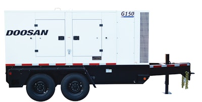 The Doosan G150 Tier 4i-compliant generator has a prime power rating at 152 kVA / 122 kW.