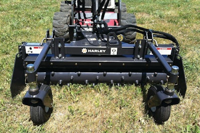 The Harley D4 Power Box Rake has a specially shaped carbide tooth design and pattern said to optimally fracture seedbed sub-base to retain proper soil moisture.