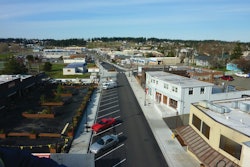 The SE Pioneer Way project involved the reconstruction of approximately 2,400 linear feet of roadway within seven downtown business blocks.
