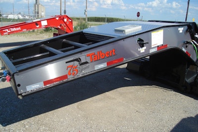 The basic anniversary package includes cosmetic detailing throughout the length of the trailer, topped off with special Talbert 75th anniversary decals.