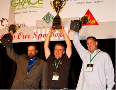 From left to right, the 2012 NRMCA Mixer Truck Driver Winners: Second place Chris Harrison, first place Trent Slavens and third place John Tesi.