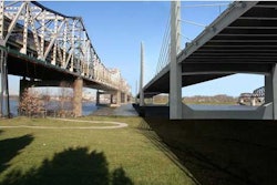 The Ohio River Bridges Project's Downtown Crossing (rendered right) is a cable-stayed bridge that will carry six lanes of traffic north from Louisville to Jeffersonville, Ind. The revamped Kennedy Bridge (left) will carry six lanes south across the Ohio.