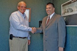 Haulotte's Chuck Hutchinson (left) recently retired; Brian Burket was named vice president of scaffold sales.