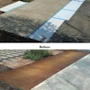 'Before and after' photos of a decorative concrete project.