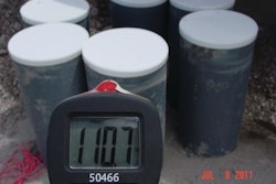Field-cured test cylinders should be cured in the same manner as the concrete they represent. The temperature-time history of the test cylinders should match the in-place concrete curing conditions. In this case, the field-cured test cylinders overestimated the in-place concrete strength because they were sitting adjacent to a jobsite heater..