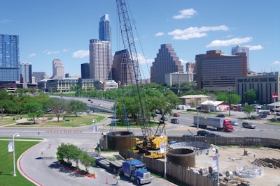 To allow tunnel construction access from five surface locations for the initial segment of the tunnel, SAK/Quest crews constructed four shafts to depths of 75 to 80 ft.