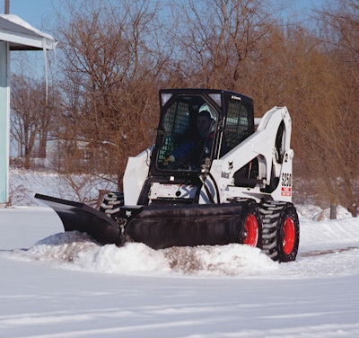 V-plows have the ability to angle and direct snow.