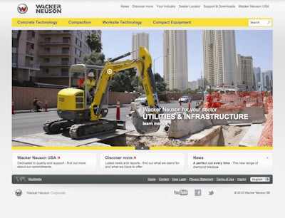 The new Wacker website allows users to choose an industry they typically work in and learn how Wacker Neuson products apply.