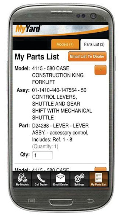 Case My Yard App Parts List 10843841