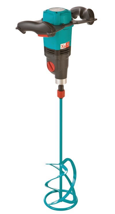 Collomix Xo 6 hand mixer is a 2.1 hp model with a 24-gal. mixing capacity.