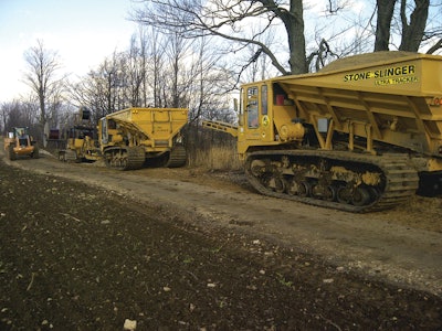 The Morooka 3300 carrier equipped with a Stone Slinger body enables AVERTEX Utility Solutions to deliver high levels of productivity.