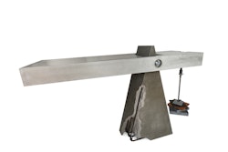 A GFRC furniture piece with a counterbalanced table top by Lauger Concrete + Design.