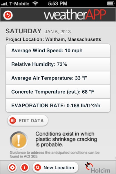 Holcim's free weatherAPP helps construction professionals around the world determine the quality of weather conditions for placing concrete