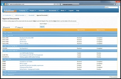 Document log screen