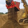 ALLU D-Series screener crusher buckets are capable of processing materials ranging from topsoil and clay, to blacktop and milled asphalt, to C&D waste and even glass.
