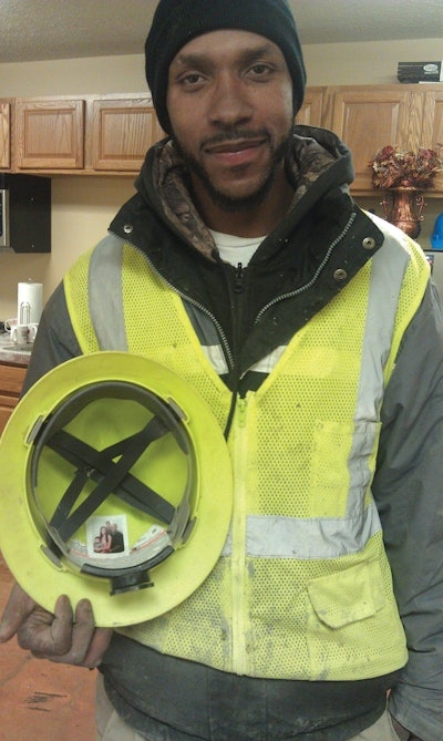 At Lloyd Concrete Services, Rustburg, Va., President Steve Lloyd encourages his workers to tape photos of their families in their hard hats, reminding them the goal of jobsite safety it getting home each night.