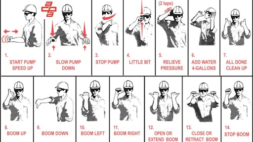 Learn the ACPA's safety hand signals for concrete pump operators and workers on site.
