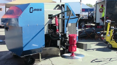 Curbie's double-articulating saw head can turn the blade to cut at almost any angle, and reach more than 50 in. high.