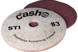 Diamond impregnated pads are used to mechanically maintain polished concrete floors.
