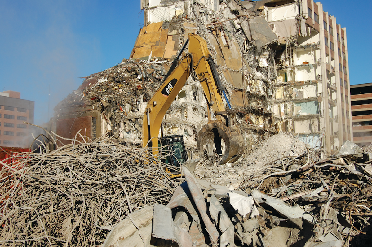 Cat Ultra High Demolition Excavator In Use At Michigan Demolition ...