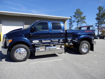 This Ford F-650 Extreme Super Truck was donated by Ford Motor Company and customized by Truck Customs by Chris, Inc. The truck also includes a Rolltisserie by Southern Pride cooker.