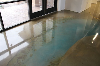 The river's three-dimensional design offers depth and movement, thanks in part to airbrushing techniques.