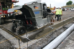 The corner curbwork was done quickly and with less formwork than would have been possible with a large curb machine.