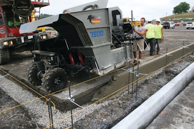 The corner curbwork was done quickly and with less formwork than would have been possible with a large curb machine.