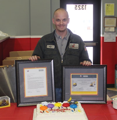 Nick Pearcy, Logan Contractors Supply, Olathe, Kan., is the first dealer technician to receive Wacker Neuson's Technician of the Year Award.