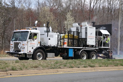 “Basically we stripe to shift traffic from old asphalt to new asphalt just after the paver is done,” says Sonny Younce, president. “We might have a shoulder built or a wedge constructed to carry the traffic after it shifts and once the paver constructs that we go in and mark it. Sometimes lanes shift when they’re building another lane completely.”