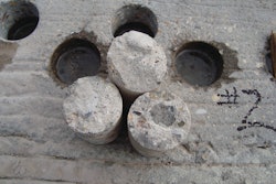 In-place concrete strengths represented by cores are typically less than lab-cured cylinder strengths due to field factors like consolidation and curing.