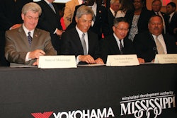 Mississippi Governor Phil Bryant and Hikomitsu Noji, president and representative director of The Yokohama Rubber Co., Ltd., participate in the plant signing ceremony in West Point, MS.
