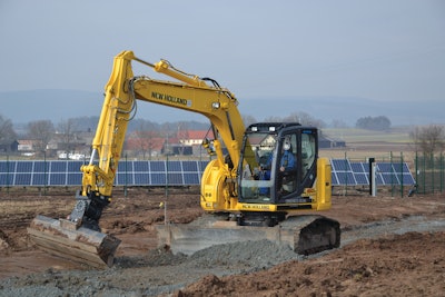 New Holland uses a 99-hp diesel to power the 36,000-lb. E160C Blade Runner, with six-way dozer.