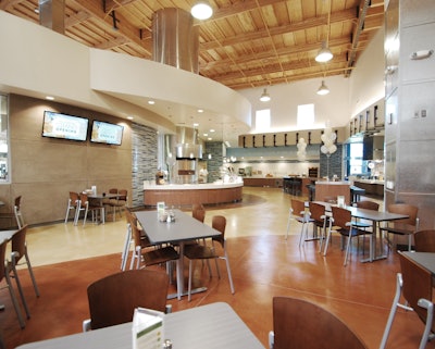 Paul Wolff Company's work at a 19,400 square-foot dining facility at William Jessup University in Sacramento, Calif., won the Grand Prize award in L. M. Scofield Company's Decorative Concrete Awards.