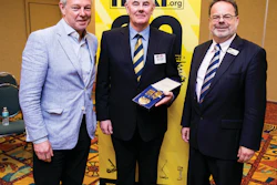 Outgoing IPAF president Wayne Lawson of JLG, new IPAF president Steve Couling of Versalift, and IPAF CEO Tim Whiteman.